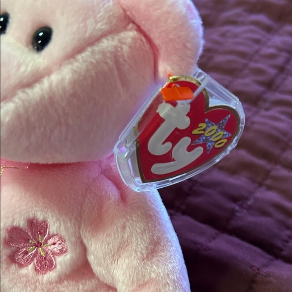 Ty Pink Plush Bear with Floral Detail! Meet Sakura. Rare Teddy Bear 🧸 - Picture 3 of 6